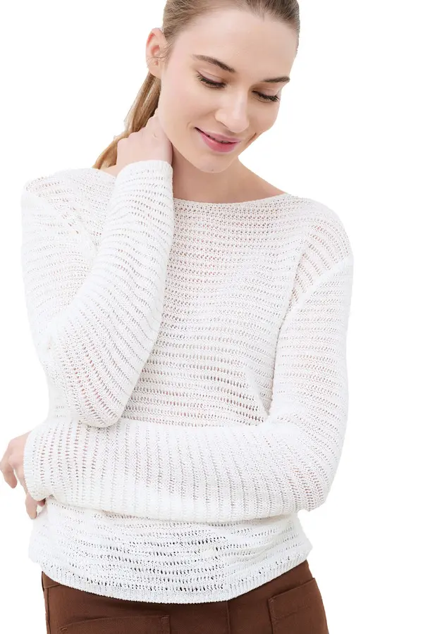 Boat-Neck Fine Knit Pullover 1 Image