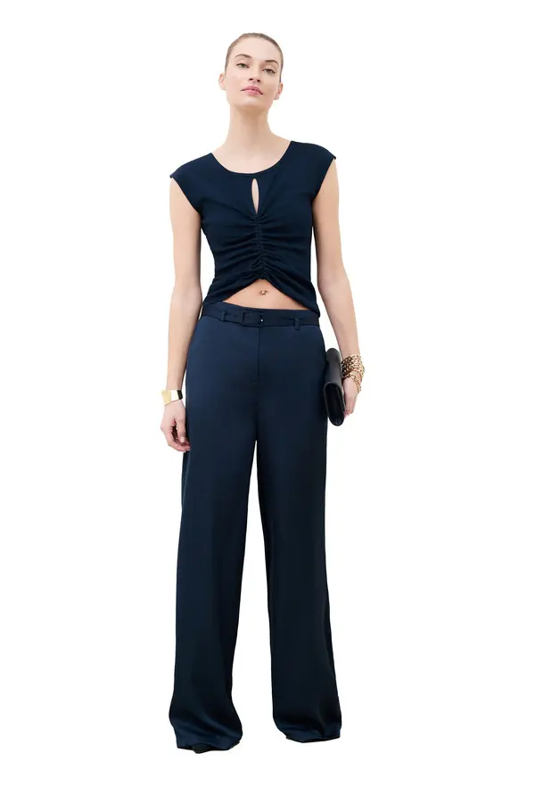 Satin-Finish Straight-Leg Pants 3 Image