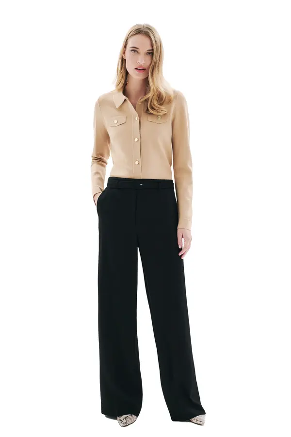 High-Waisted Wide-Leg Belted Trousers 3 Image