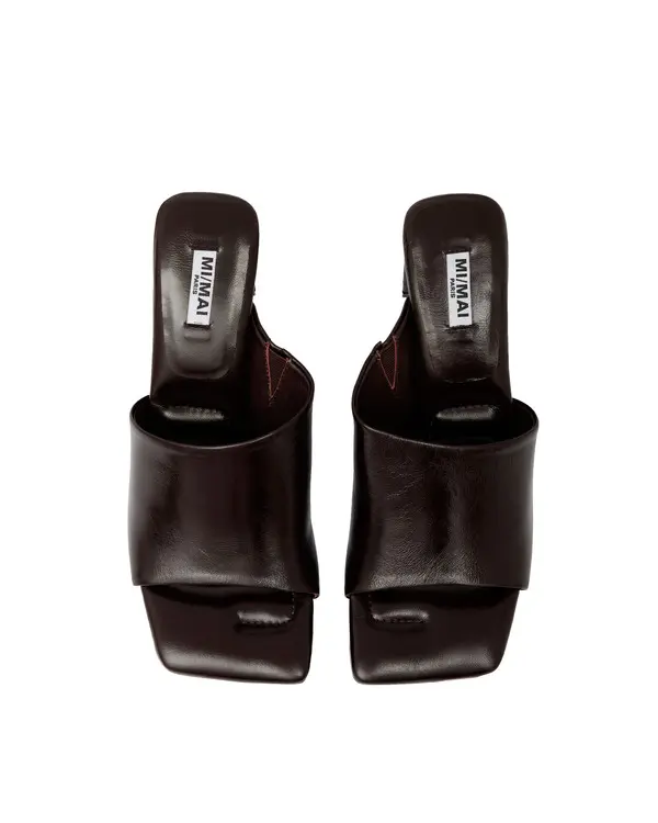 Wide Strap Leather High Heel Square Toe Mule 1 Image