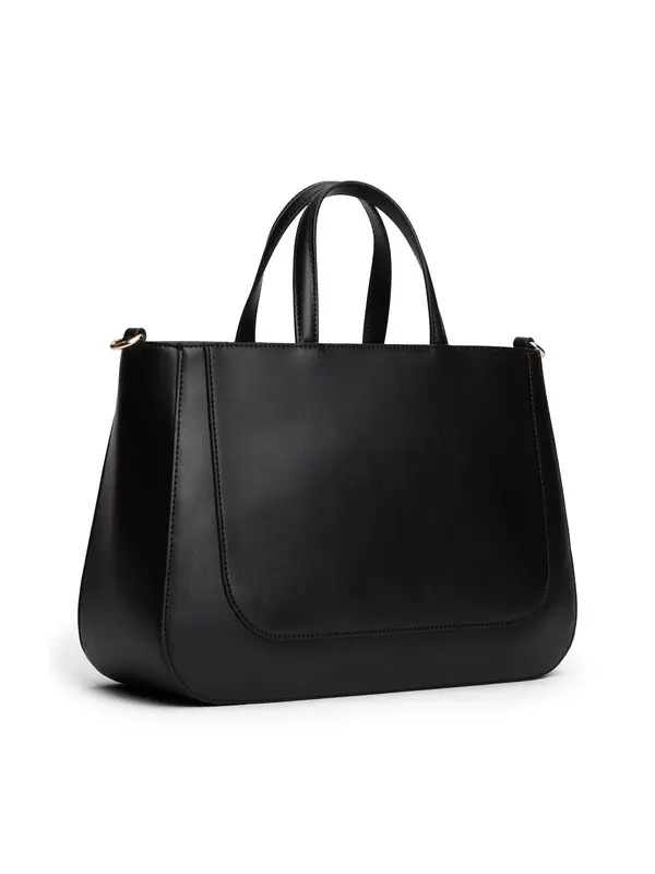 Logo Detail Leather Tote Bag with Crossbody Strap 1 Image