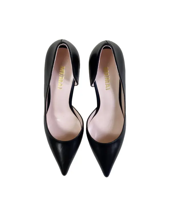 Pointed-toe Leather DOrsay Stiletto Pump 1 Image