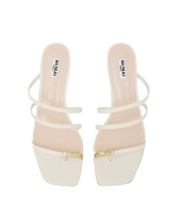 Strappy Kitten Heel Sandals with Gold Toe Detail 1 Image