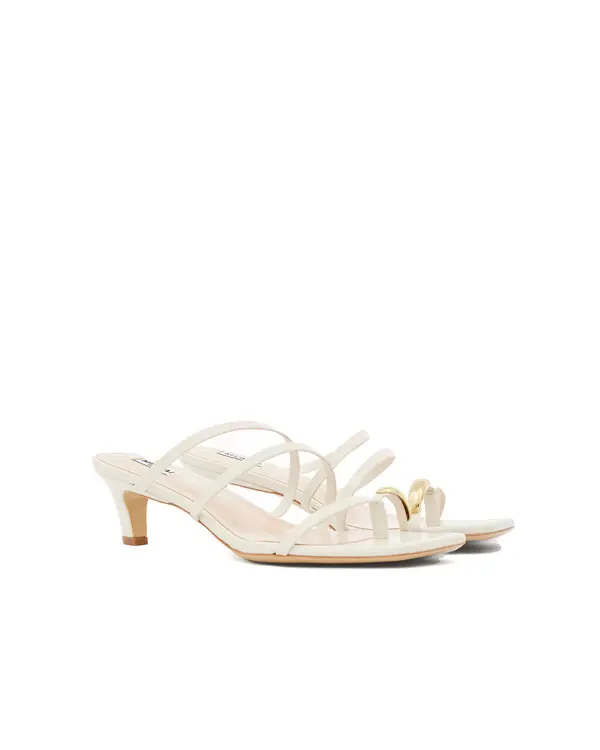Strappy Kitten Heel Sandals with Gold Toe Detail 2 Image
