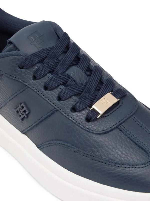 Debossed TH Monogram Leather Court Sneakers  1 Image