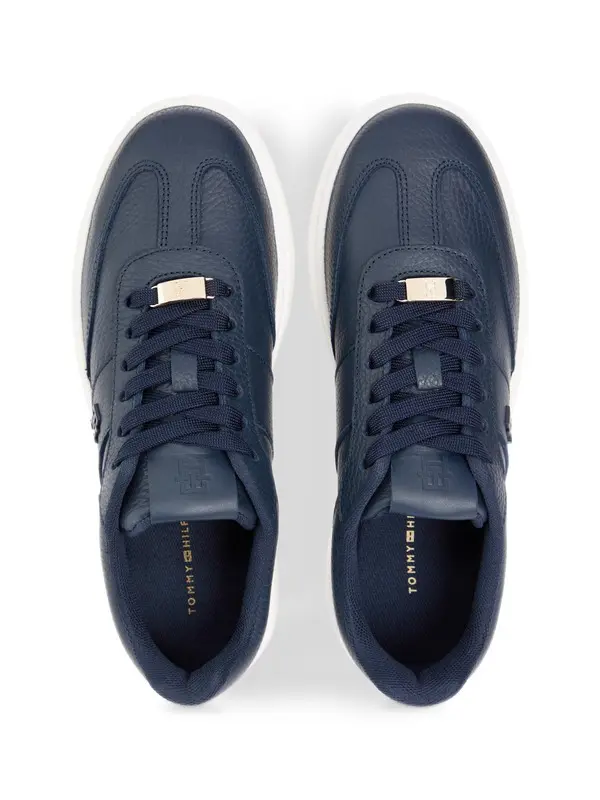 Debossed TH Monogram Leather Court Sneakers  2 Image