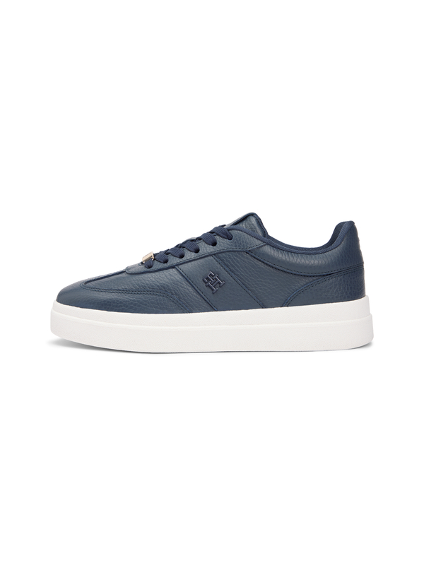 Debossed TH Monogram Leather Court Sneakers  3 Image