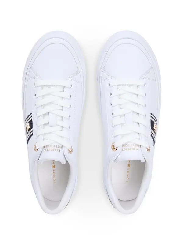 Leather Webbing Strap Cupsole Sneakers 2 Image