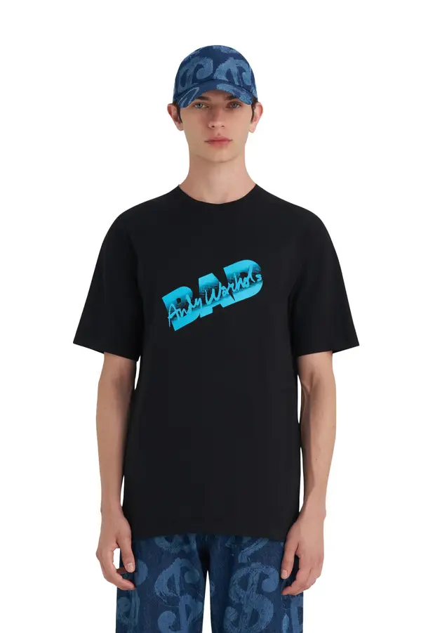 Relaxed Fit Short Sleeve T-shirt with "bad andy warhol" Print 2 Image