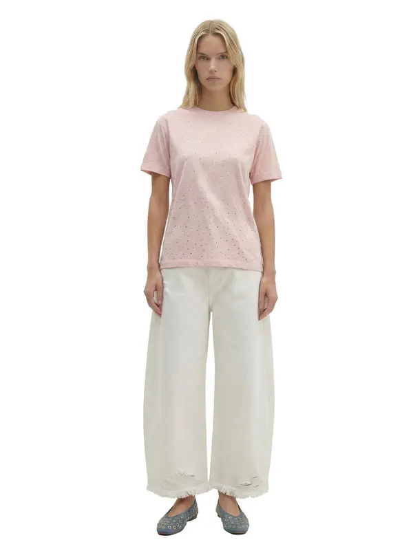 Short Sleeve T-shirt with Rhinestones 5 Image