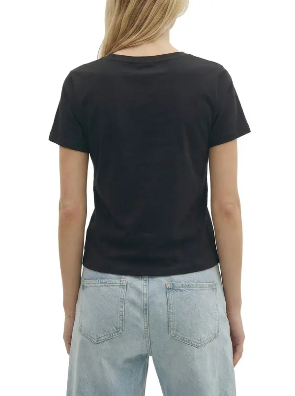 Short Sleeve T-Shirt With Open Neckline And Belt Buckle Detail 2 Image