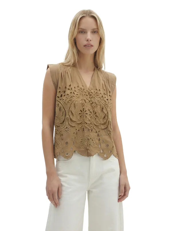 Sleeveless Top With Broderie Anglaise 2 Image