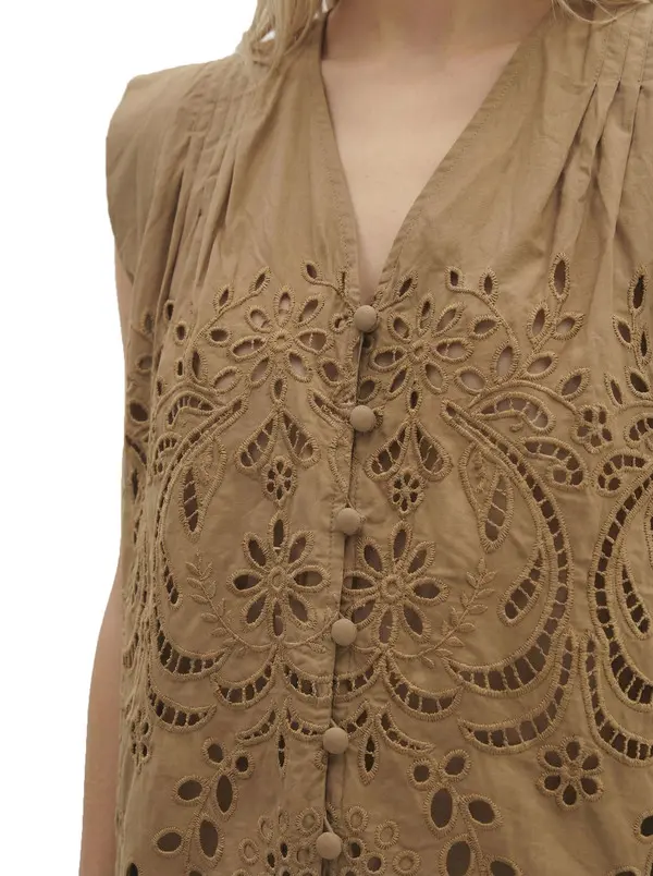 Sleeveless Top With Broderie Anglaise 3 Image