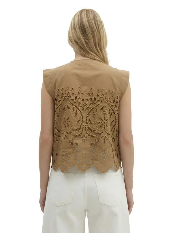 Sleeveless Top With Broderie Anglaise 4 Image