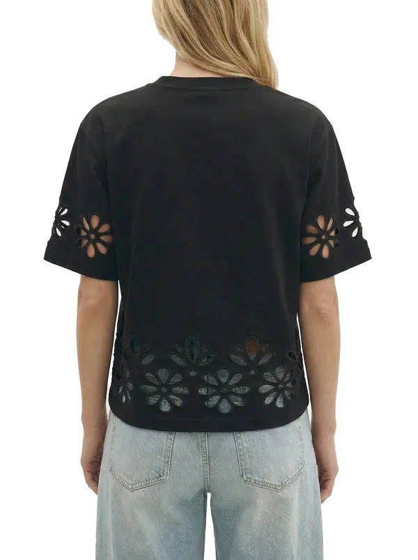 Round-Neck T-Shirt With Floral Cutouts 2 Image