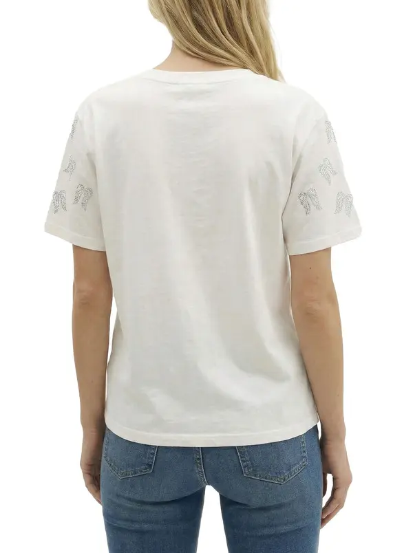 V-Neck T-Shirt With Rhinestone Wings 4 Image
