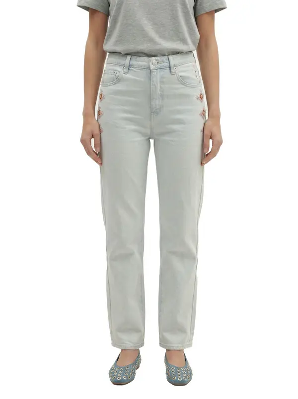 Straight Jeans With Embroidery 1 Image