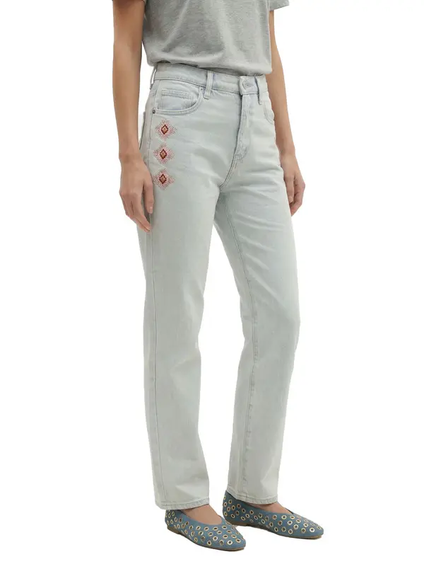 Straight Jeans With Embroidery 5 Image