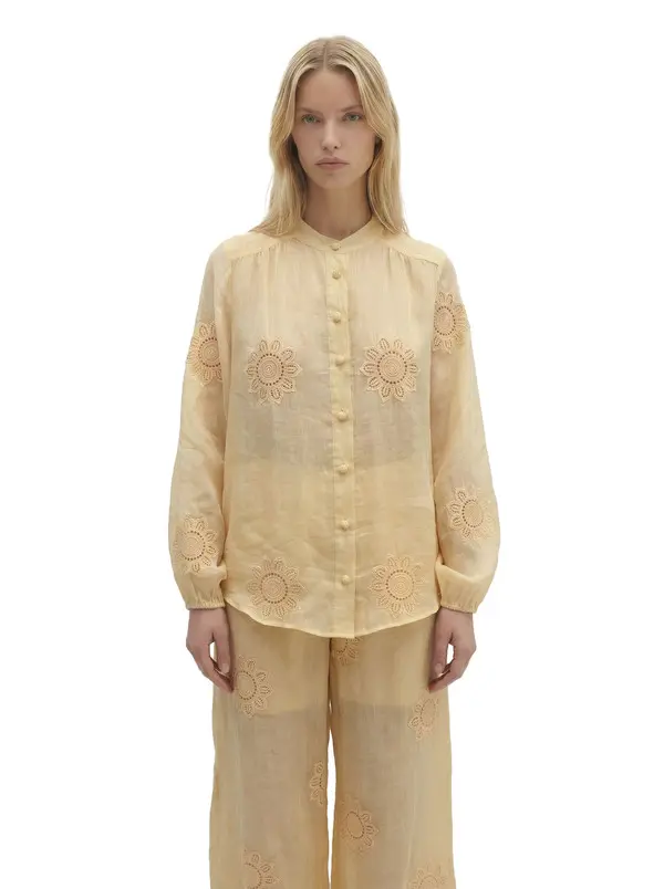 Long-Sleeved Shirt With Floral Embroidery 4 Image