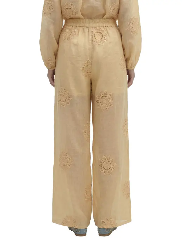 Wide-Leg Pants With Elastic Waist And Crochet-Style Flow 1 Image