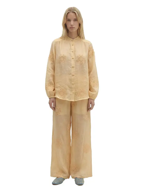 Wide-Leg Pants With Elastic Waist And Crochet-Style Flow 2 Image