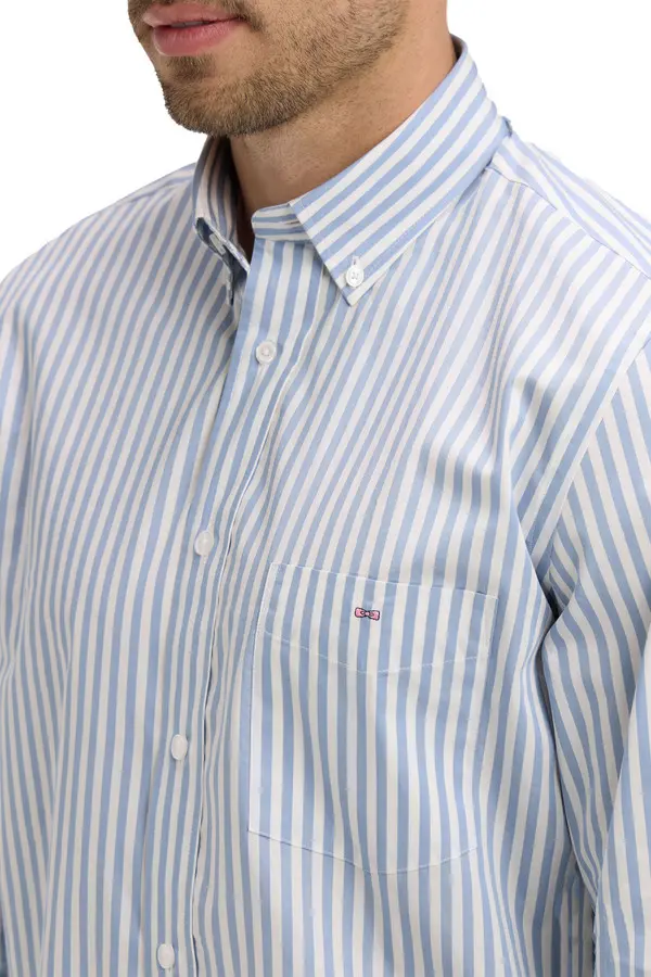Striped Cotton Long Sleeve Shirt 1 Image