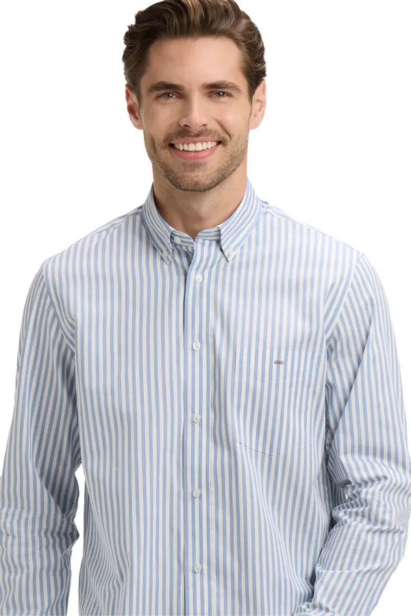 Striped Cotton Long Sleeve Shirt 3 Image