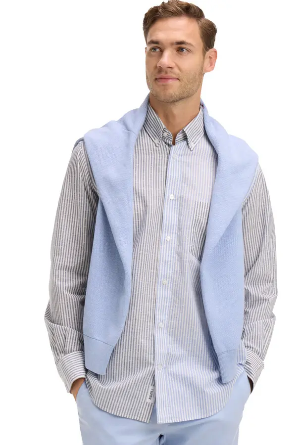 Striped Dobby Jacquard Cotton Shirt 2 Image