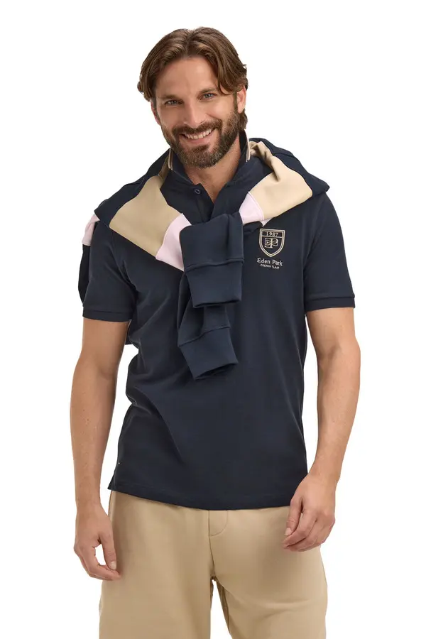 Cotton Piqué Short-Sleeve Polo With EP Crest 1 Image