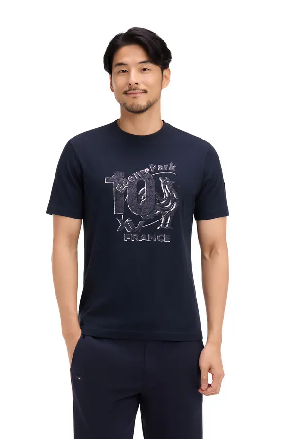 Printed Short-Sleeve XV De France Cotton T-Shirt  1 Image