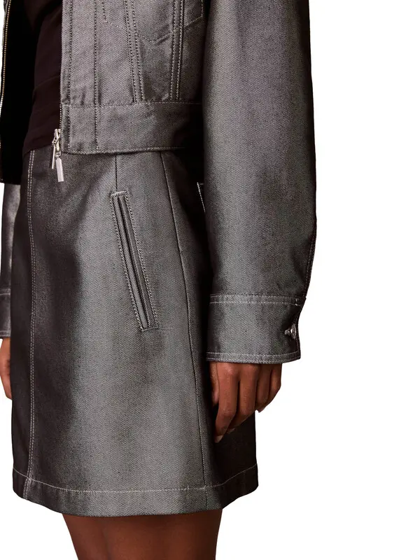 A Line Metallic Denim Shirt Skirt 2 Image