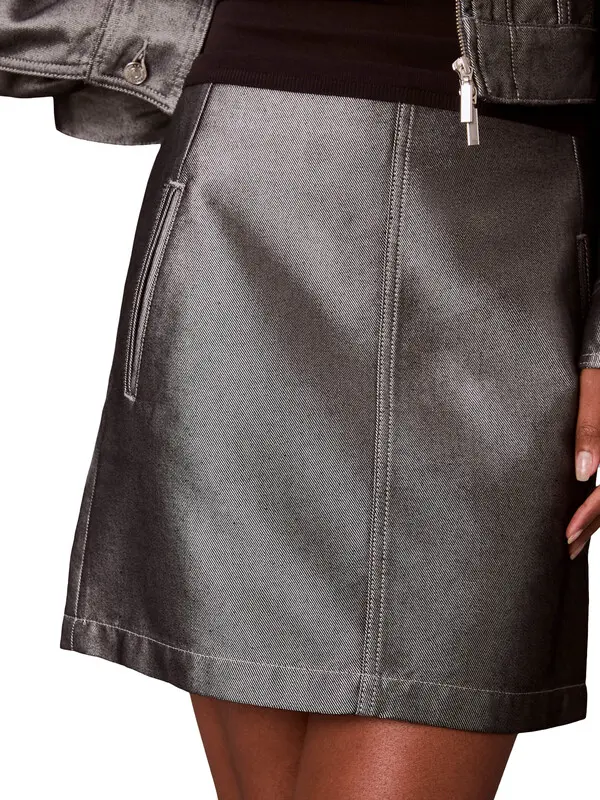 A Line Metallic Denim Shirt Skirt 3 Image