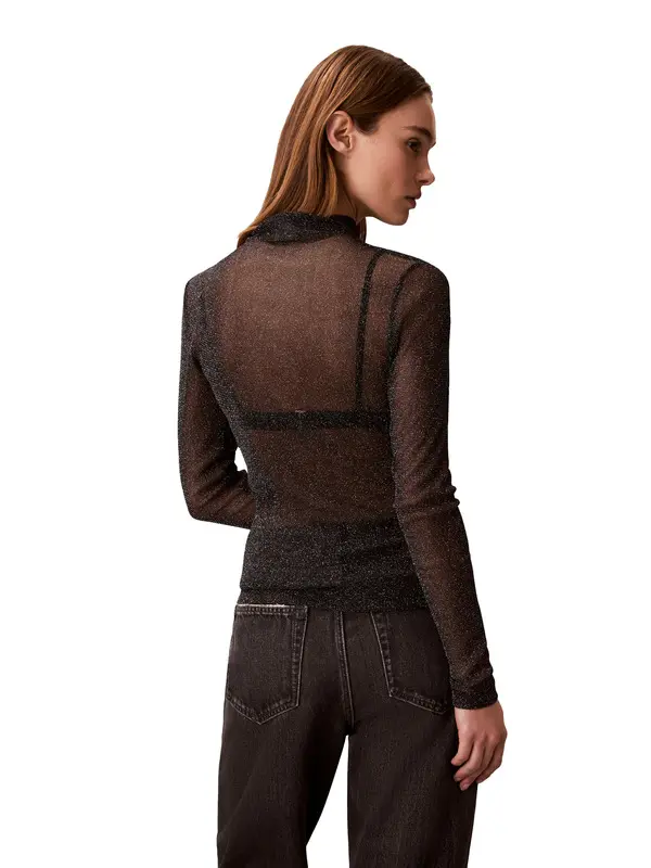 Shimmer Sheer Turtleneck Top 3 Image