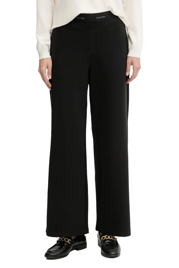 Ponte Logo Waistband Wide-Leg Pants 1 Image