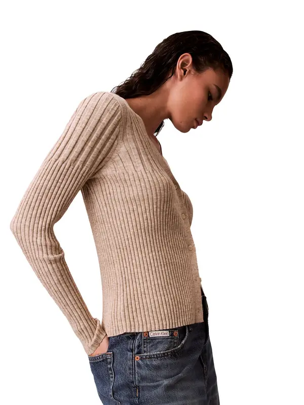 Cotton Mouline Rib Cardigan 1 Image