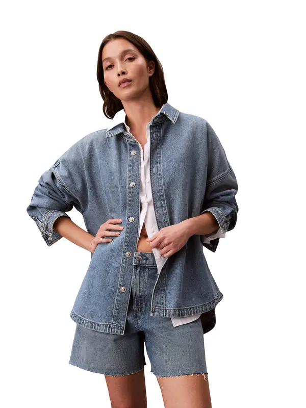 Denim Boyfriend Button-Down Shirt 2 Image