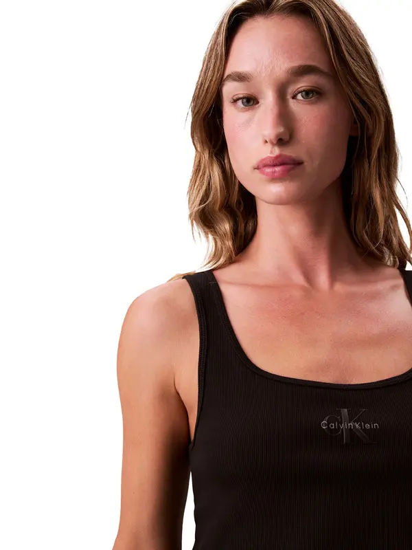 Monogram Scoop Neck Rib Tank Top 1 Image