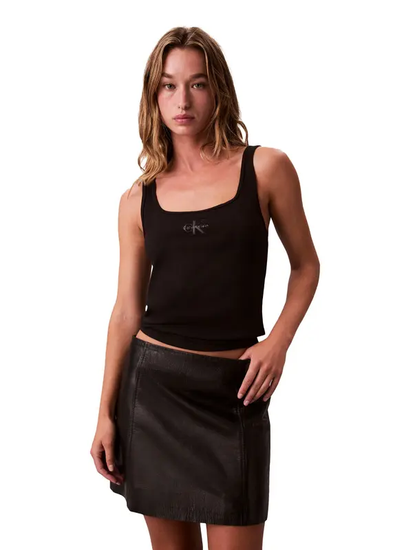 Monogram Scoop Neck Rib Tank Top 3 Image