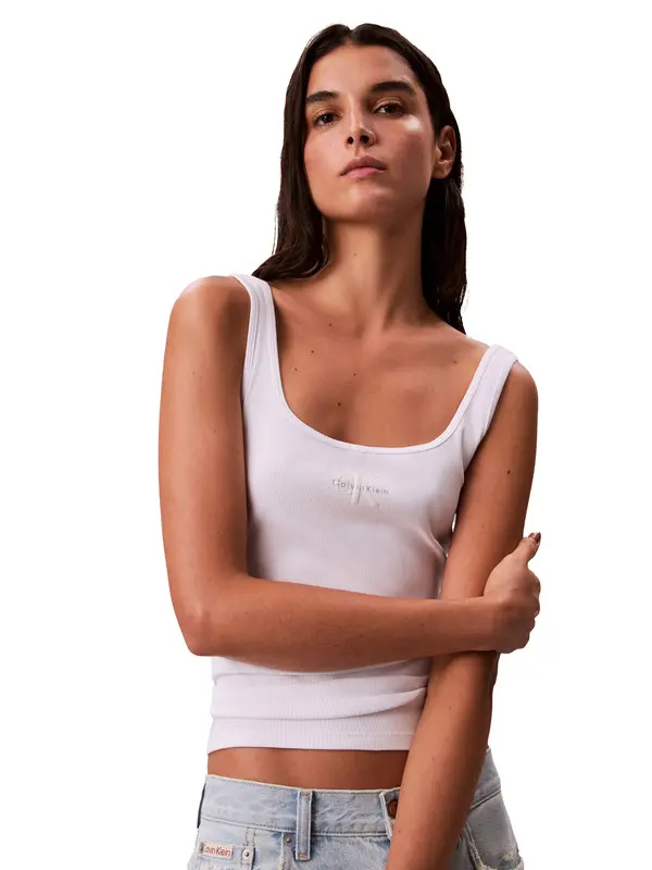 Monogram Scoop Neck Rib Tank Top 1 Image