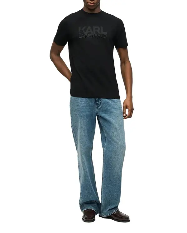 Crew-Neck T-Shirt with Tonal Embossed Logo 1 Image