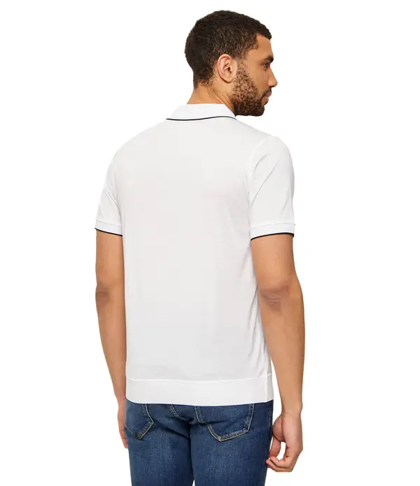 Regular Fit Zip-Neck Polo Shirt with Tipping Detail 1 Image