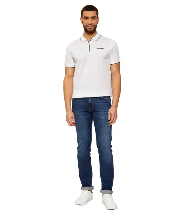Regular Fit Zip-Neck Polo Shirt with Tipping Detail 2 Image