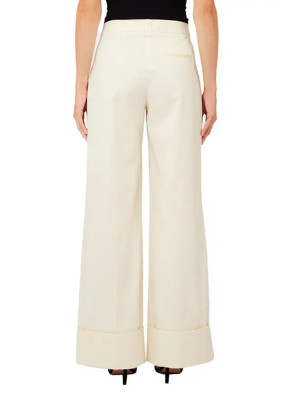 Mid Rise Waist Gabardine Wide Leg Trousers 1 Image