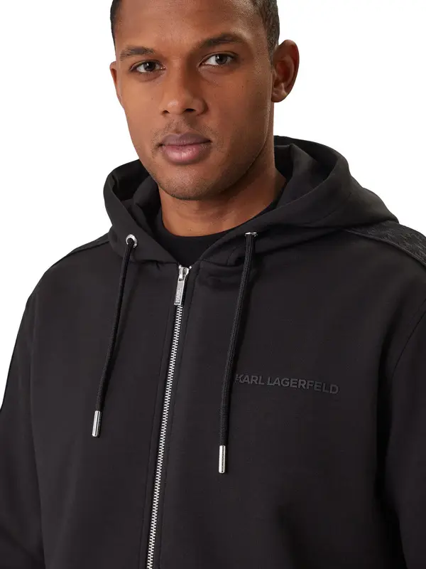 Regular Fit Logo Zipped Up Hooded Jacket 1 Image