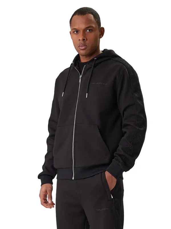 Regular Fit Logo Zipped Up Hooded Jacket 2 Image