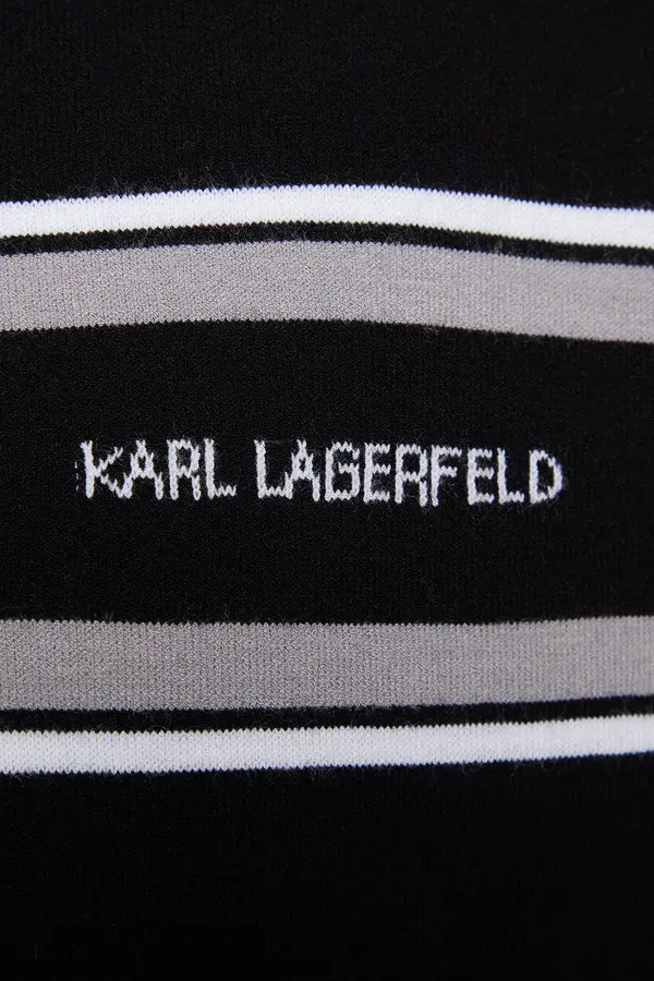 Striped Chest Knit Short Sleeve T-Shirt  2 Image