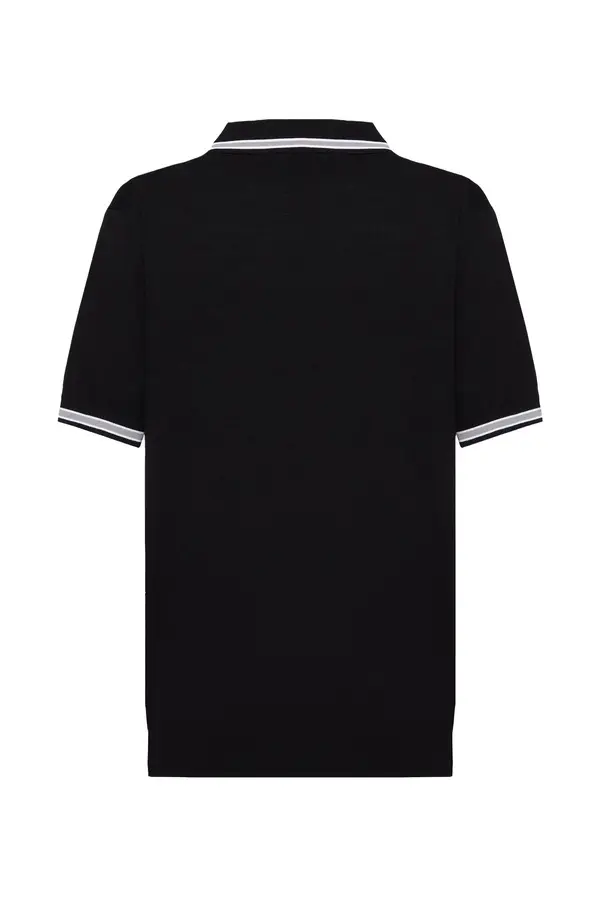 Tipped Johnny Collar Knit Short Sleeve Polo 1 Image