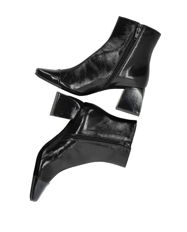 Block Patent Ankle Boot with Contrast Toe and Heel 2 Image