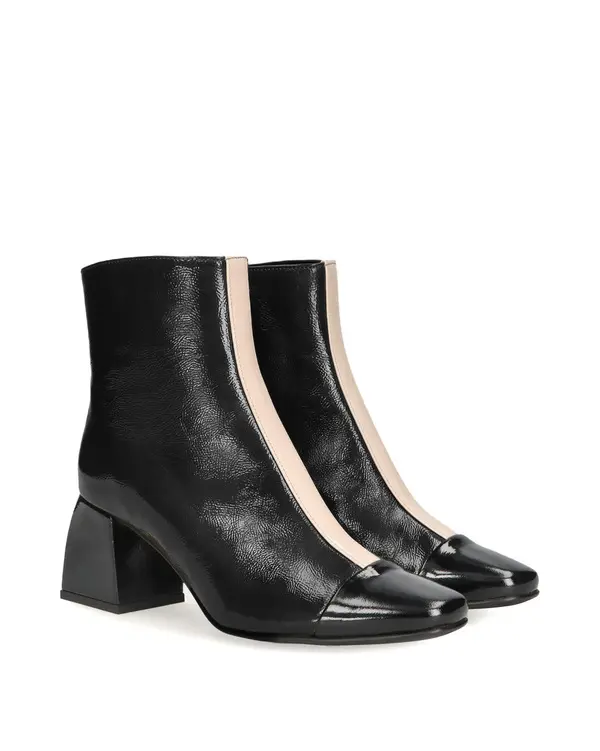 Block Patent Ankle Boot with Contrast Toe and Heel 1 Image