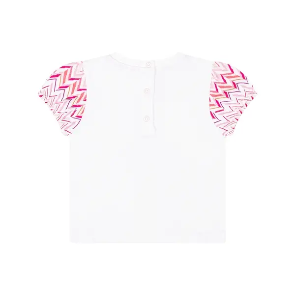 Kids Baby Girl Teddy Bear Print T-Shirt with Zigzag Sleeves 1 Image